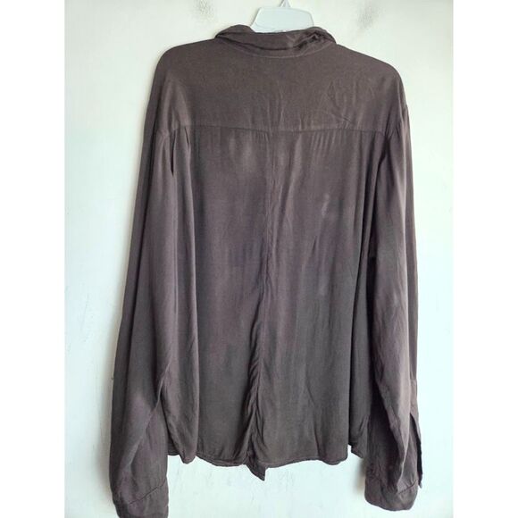 Big Bud Press Pantry Chocolate Brown Cotton Blend Button Down Blouse size XL - Picture 2 of 9